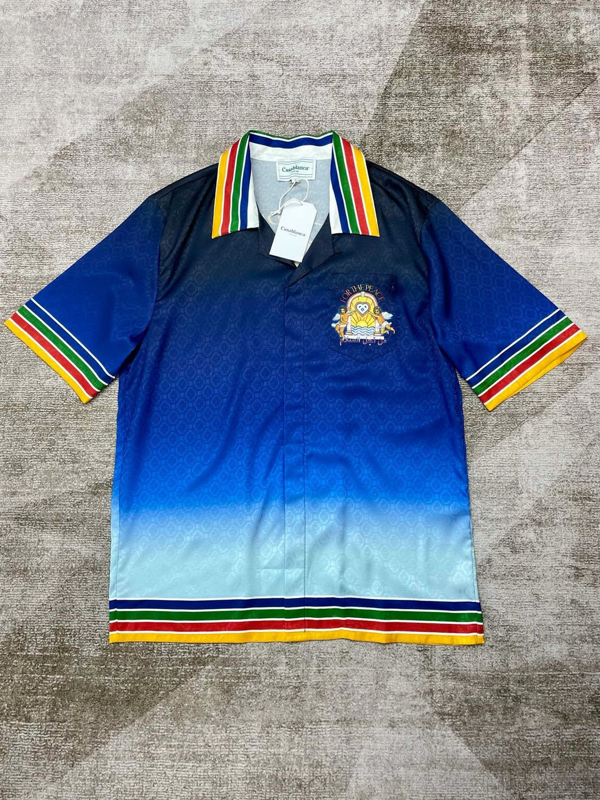 Blue Gradient Knit Polo Shirt - Men's