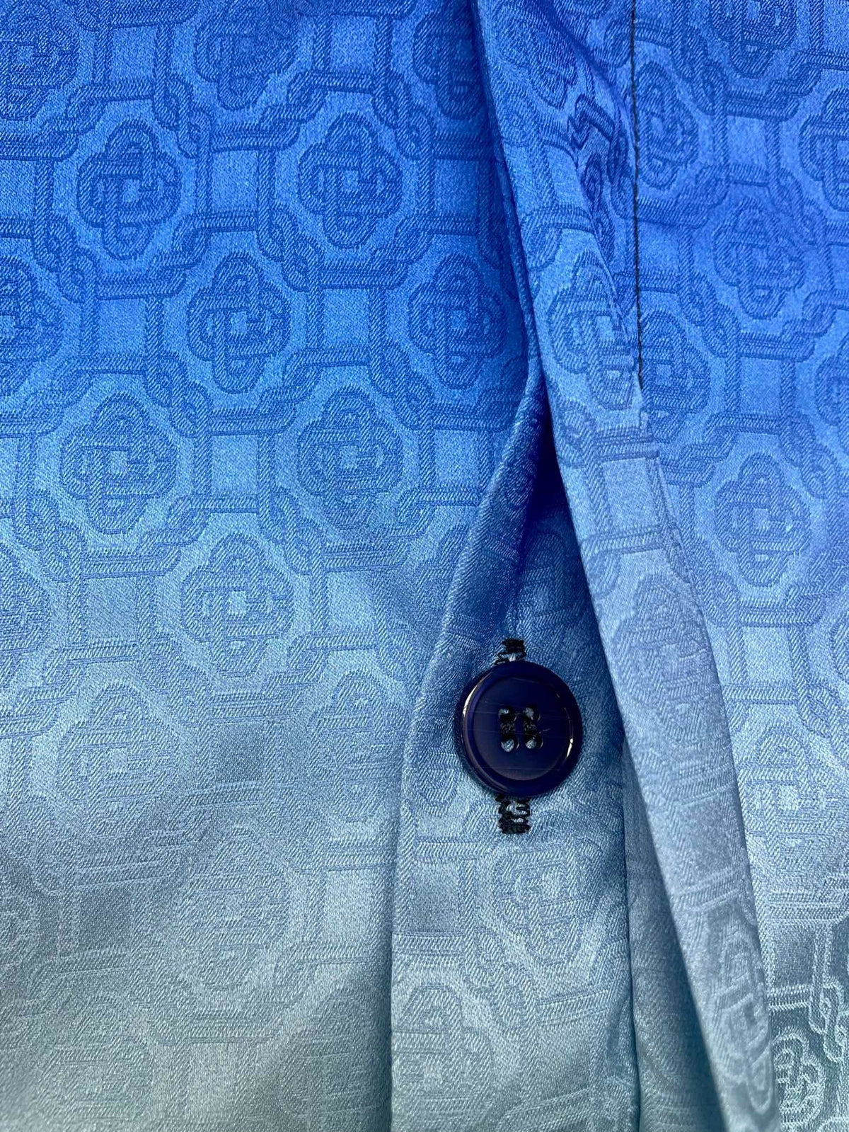 Blue Gradient Knit Polo Shirt - Men's