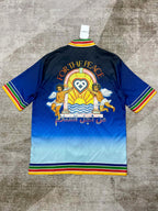 Blue Gradient Knit Polo Shirt - Men's