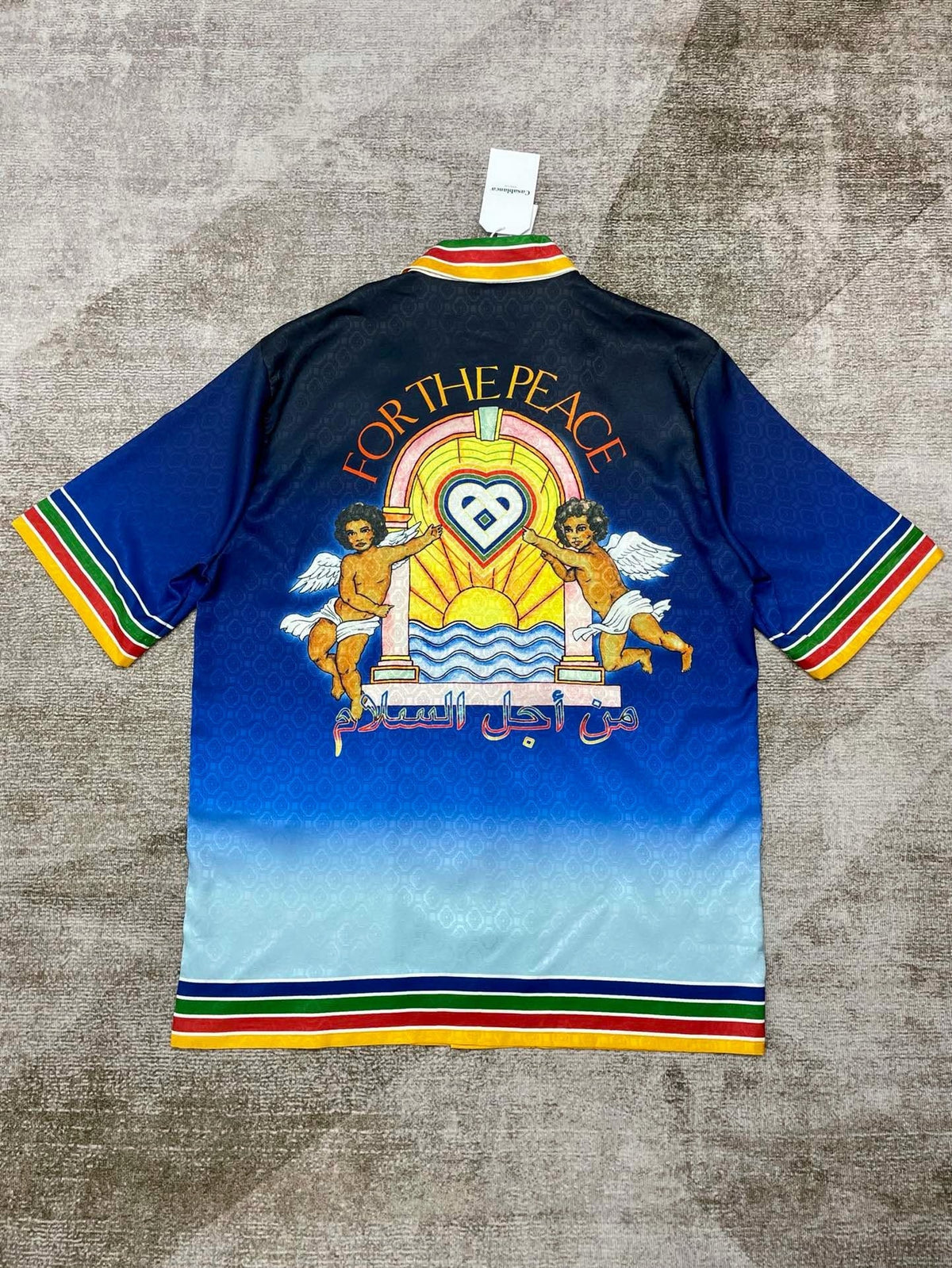 Blue Gradient Knit Polo Shirt - Men's