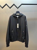 Black Nylon Bomber Hooded - Men's