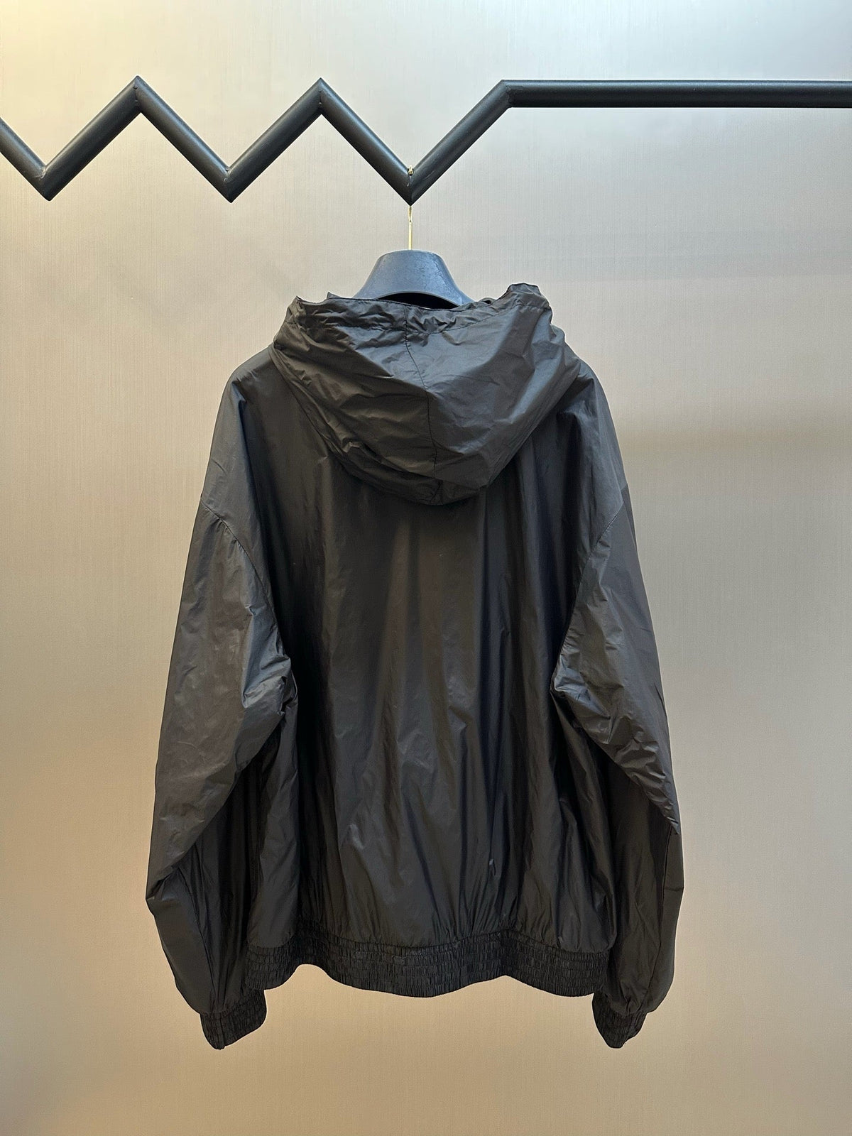 Black Nylon Bomber Hooded - Men's