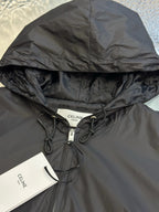 Black Nylon Bomber Hooded - Men's