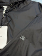 Black Nylon Bomber Hooded - Men's