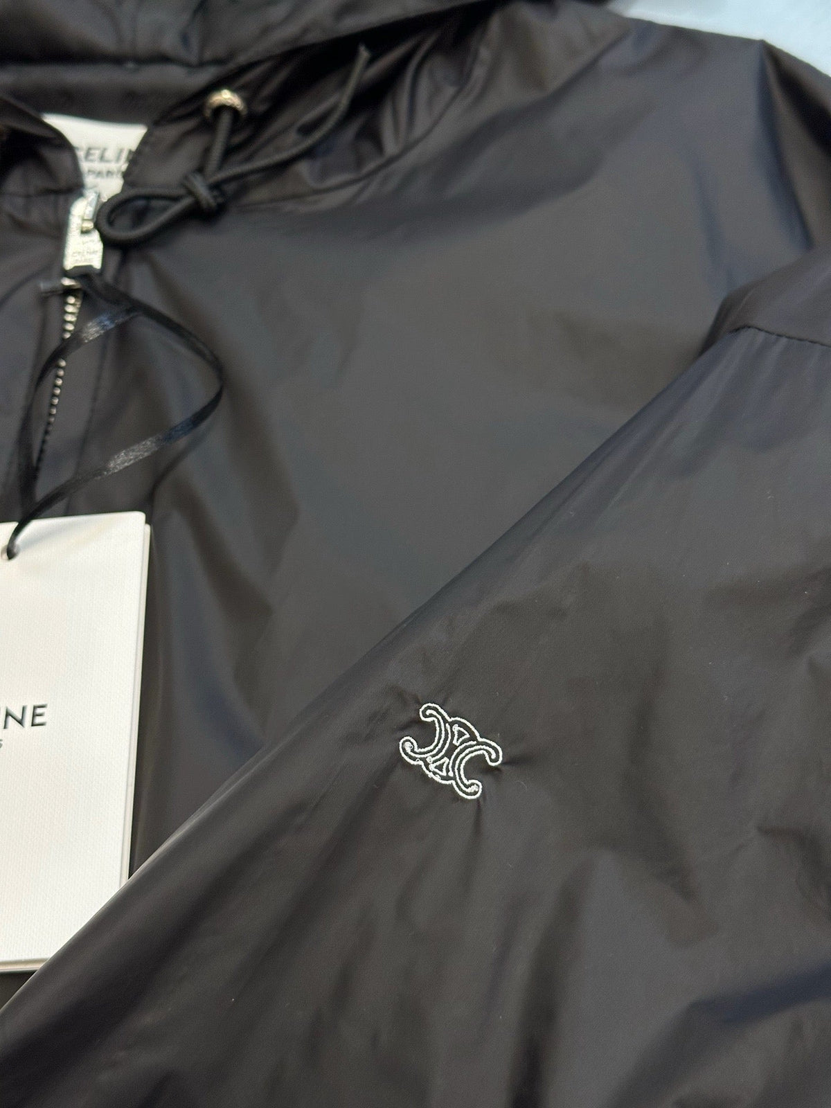 Black Nylon Bomber Hooded - Men's