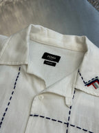 Cream Linen Embroidered Short-Sleeve - Men's