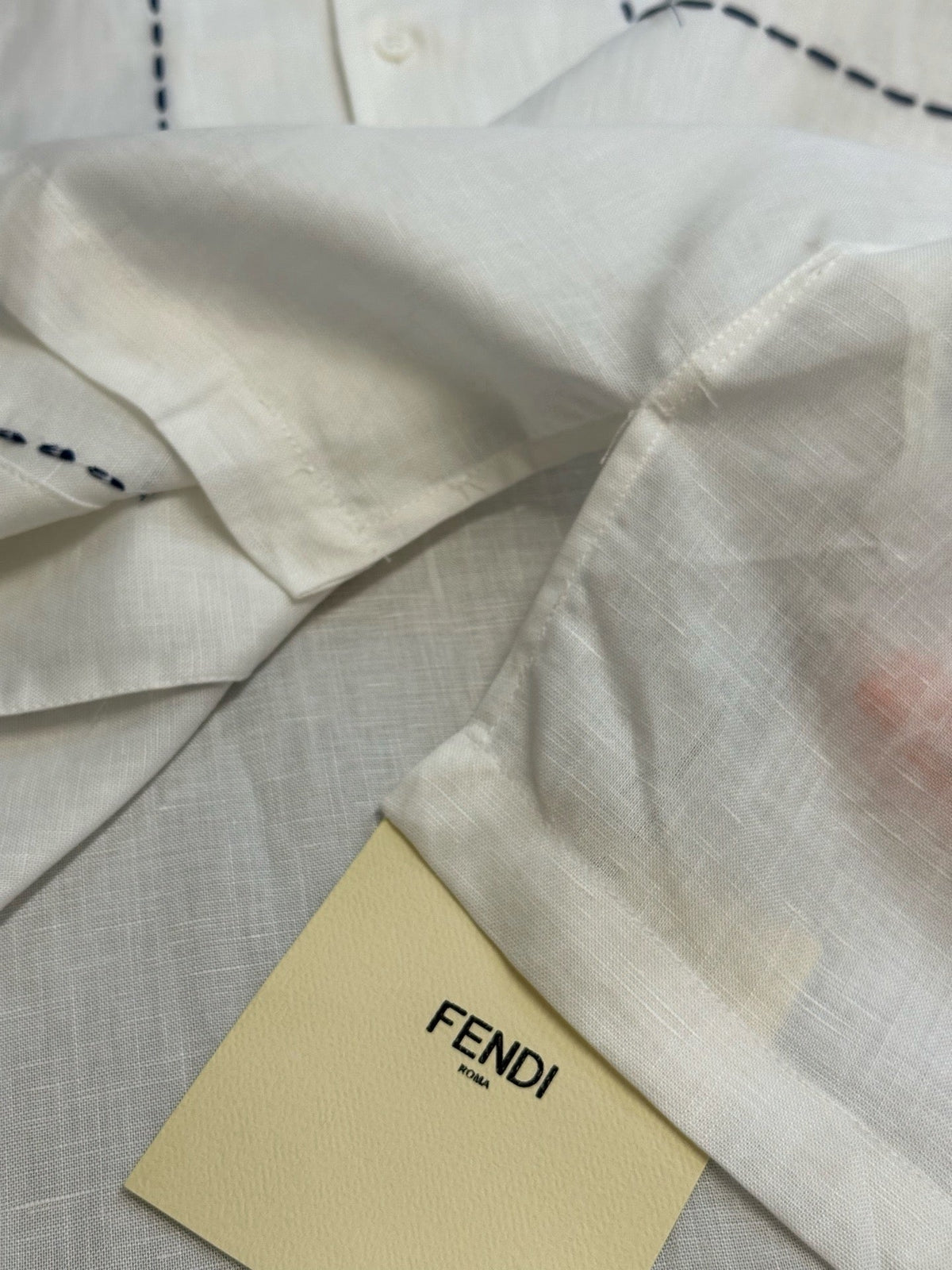 Cream Linen Embroidered Short-Sleeve - Men's