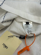 Cream Linen Embroidered Short-Sleeve - Men's