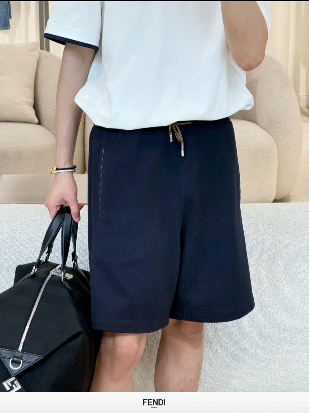 Navy Cotton Plain Drawstring - Men's