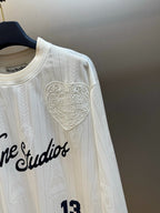 Cream Cotton Numeral Long-Sleeve - Men's