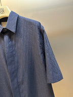 Navy Cotton Plain Short-Sleeve - Men's