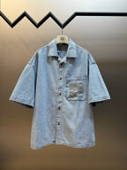 Blue Denim Pocket Short-Sleeve - Women's