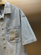 Blue Denim Pocket Short-Sleeve - Women's