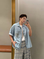 Blue Denim Pocket Short-Sleeve - Women's