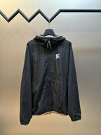 Navy Nylon Logo Hooded - Men's