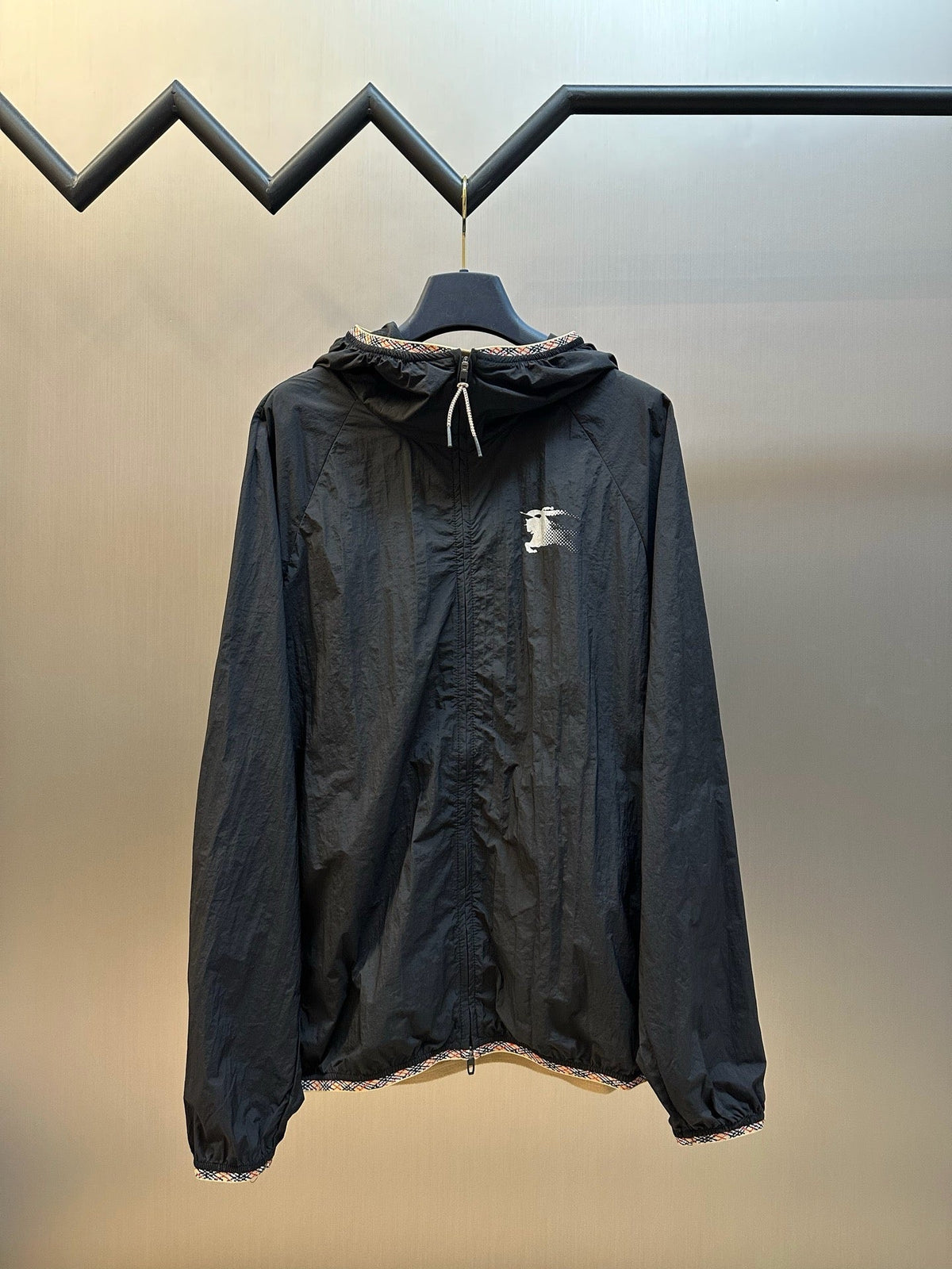 Navy Nylon Logo Hooded - Men's