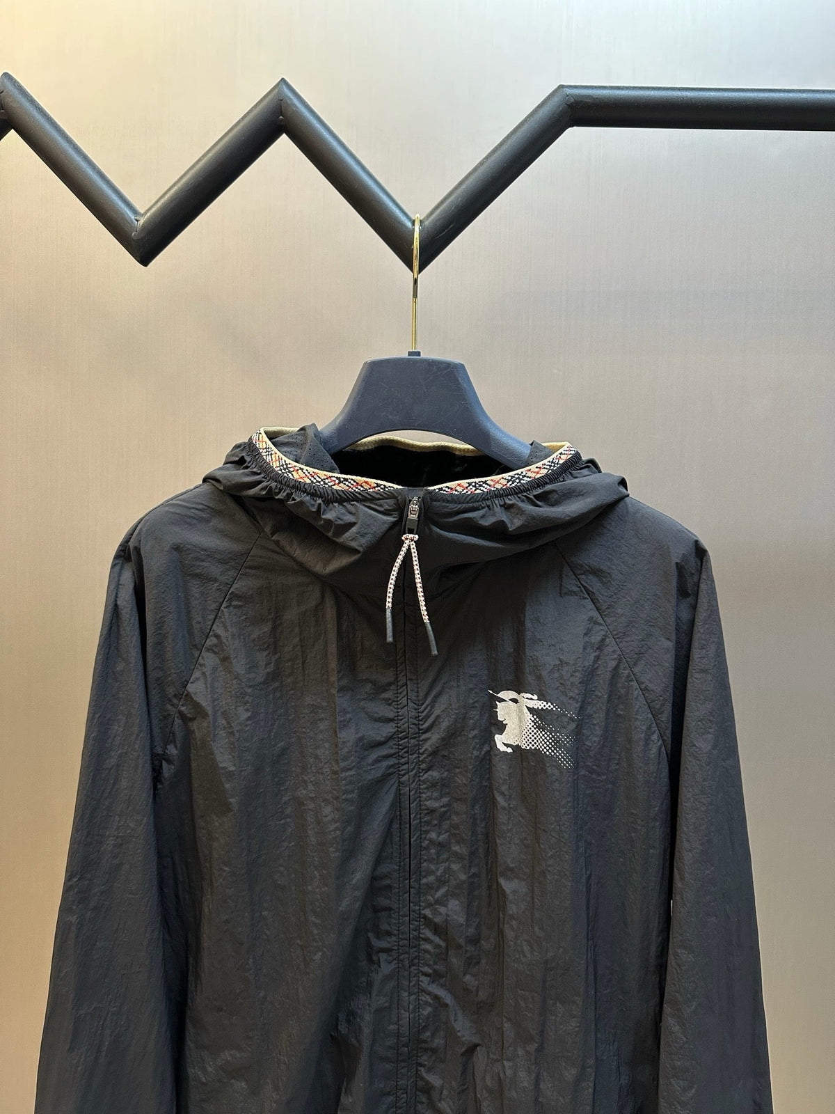 Navy Nylon Logo Hooded - Men's