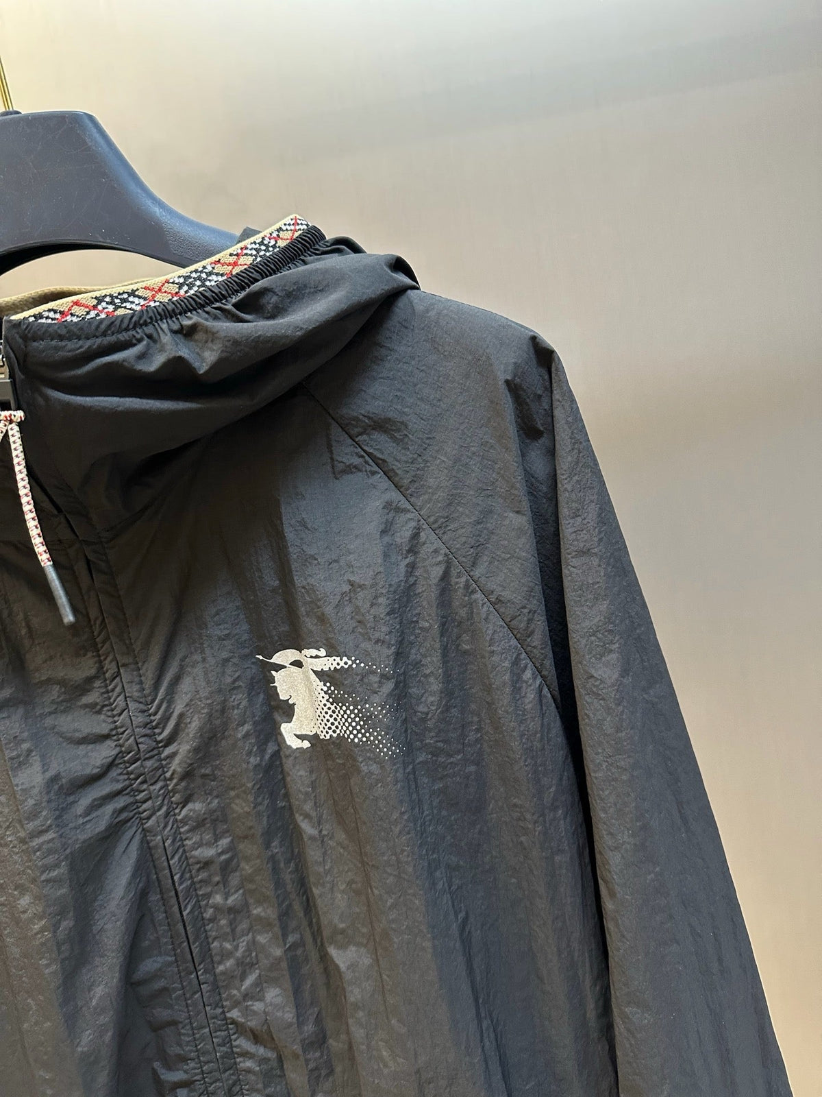Navy Nylon Logo Hooded - Men's