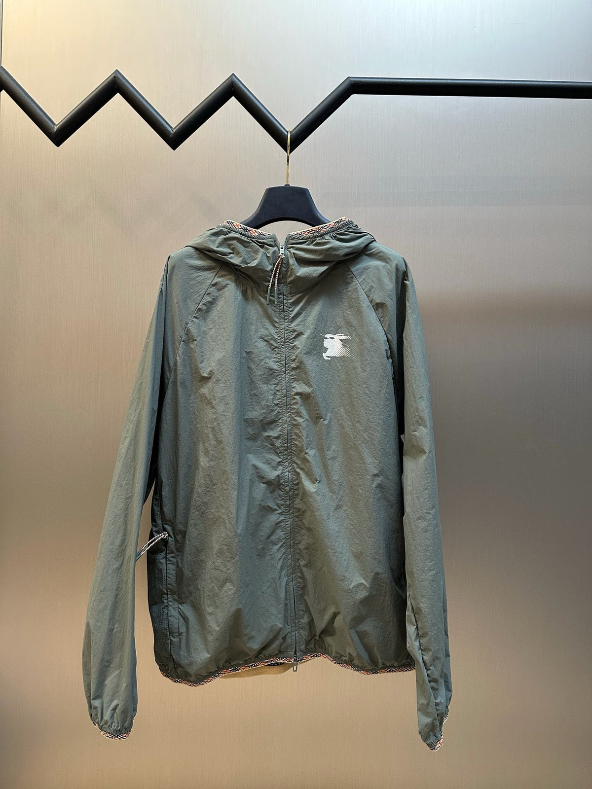 Navy Nylon Logo Hooded - Men's