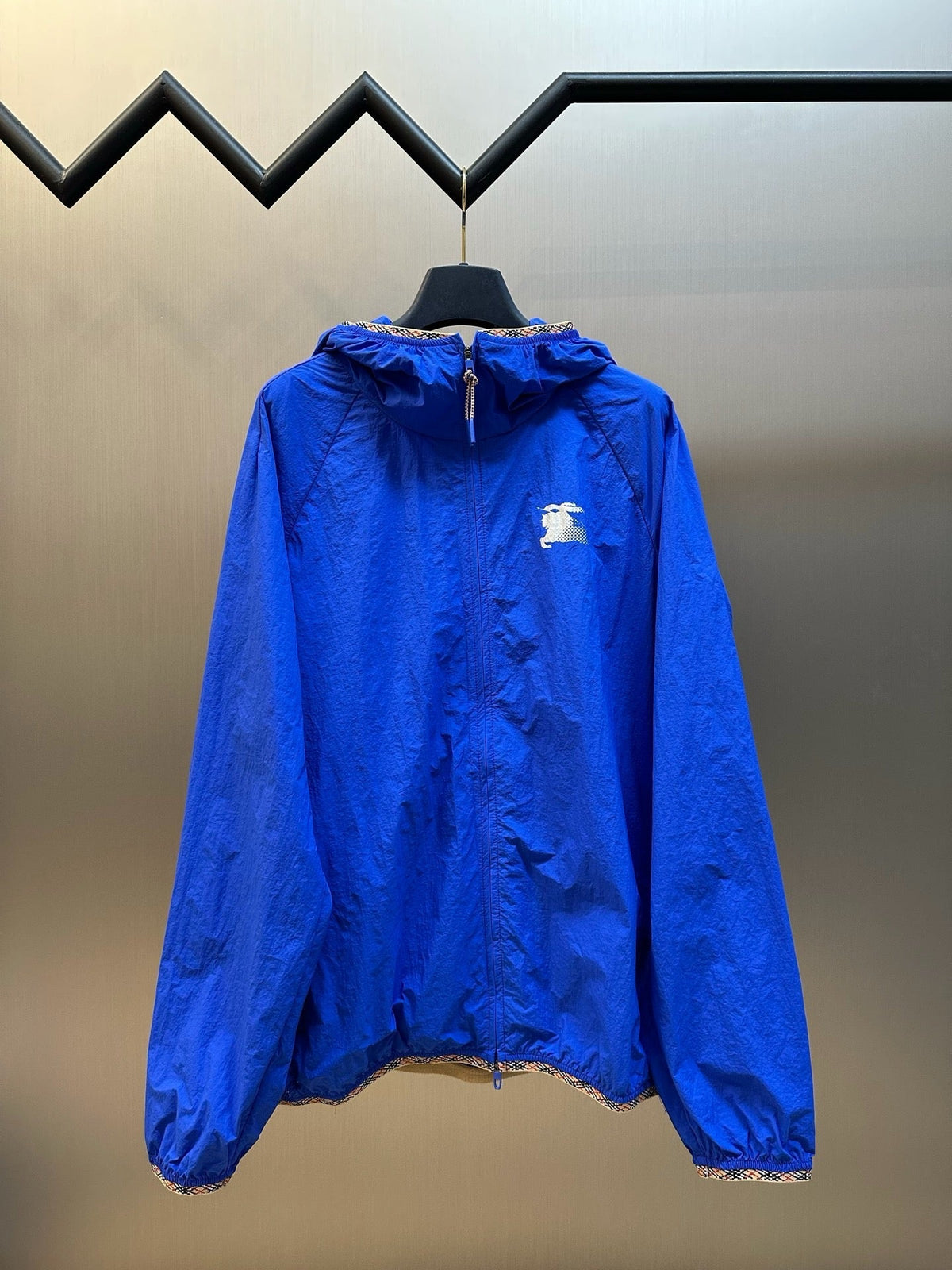 Navy Nylon Logo Hooded - Men's