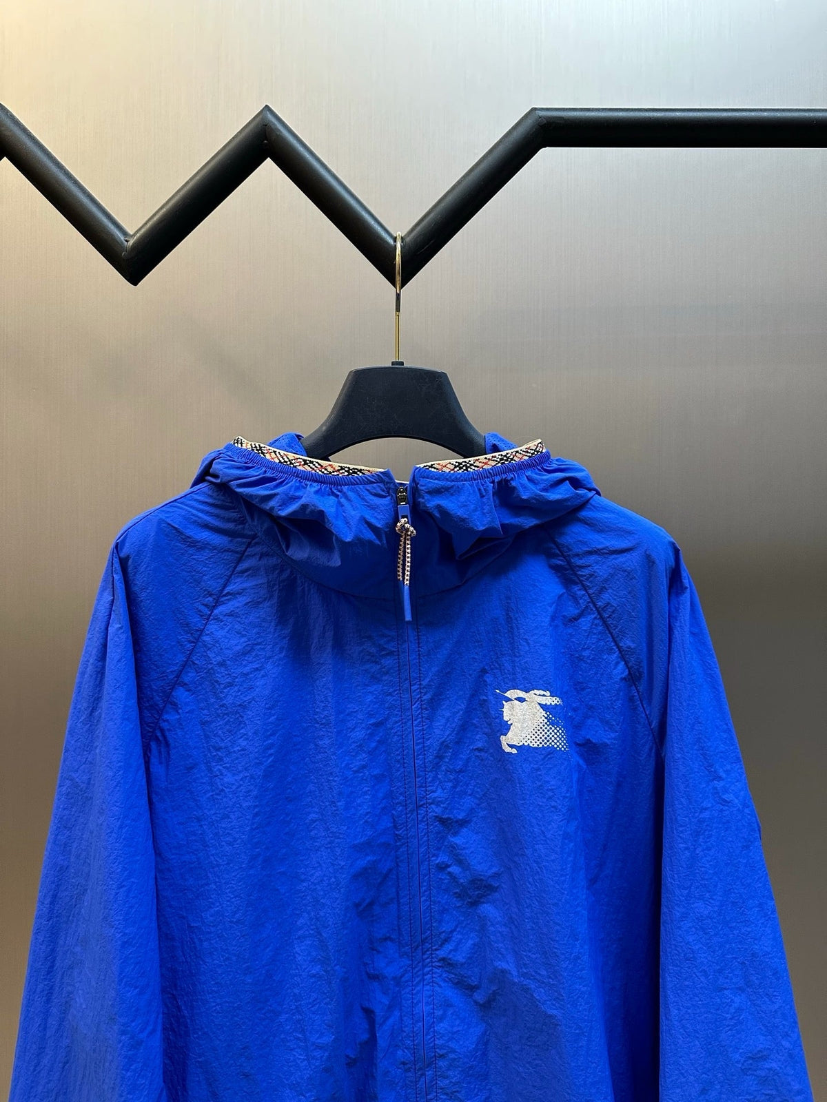Navy Nylon Logo Hooded - Men's