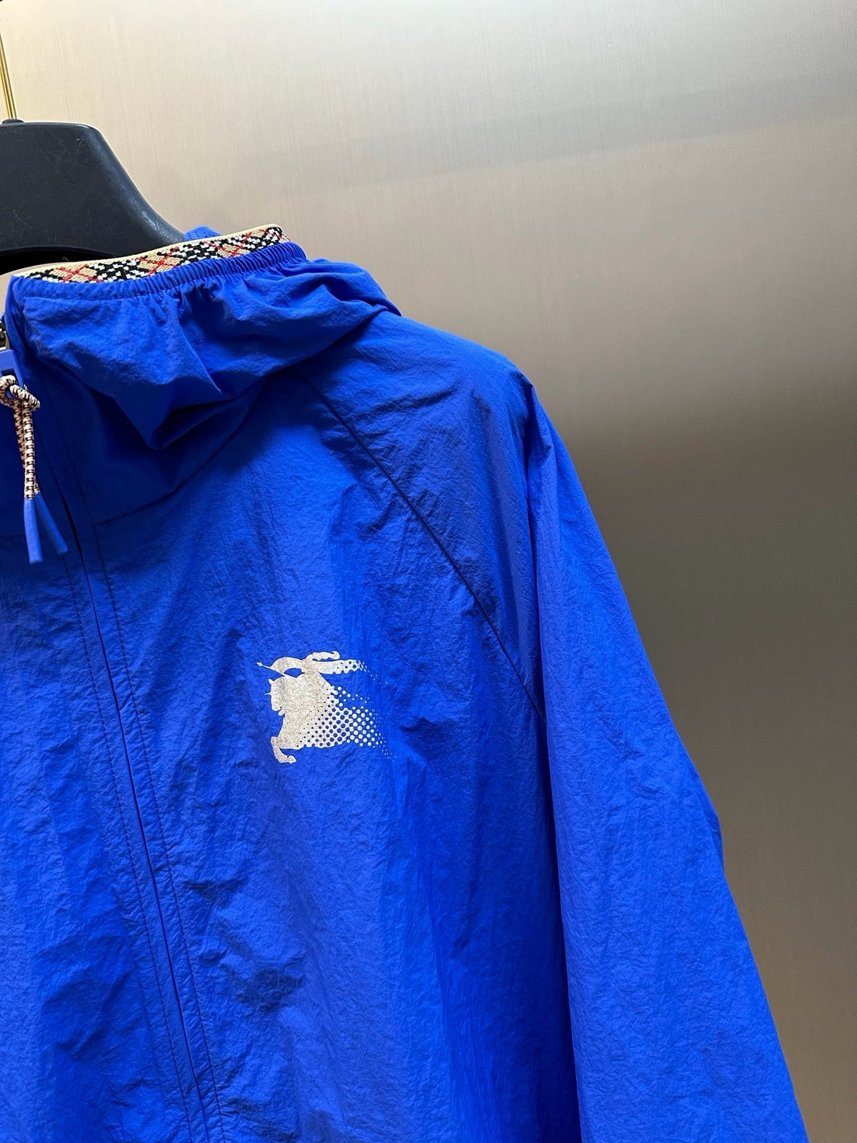 Navy Nylon Logo Hooded - Men's