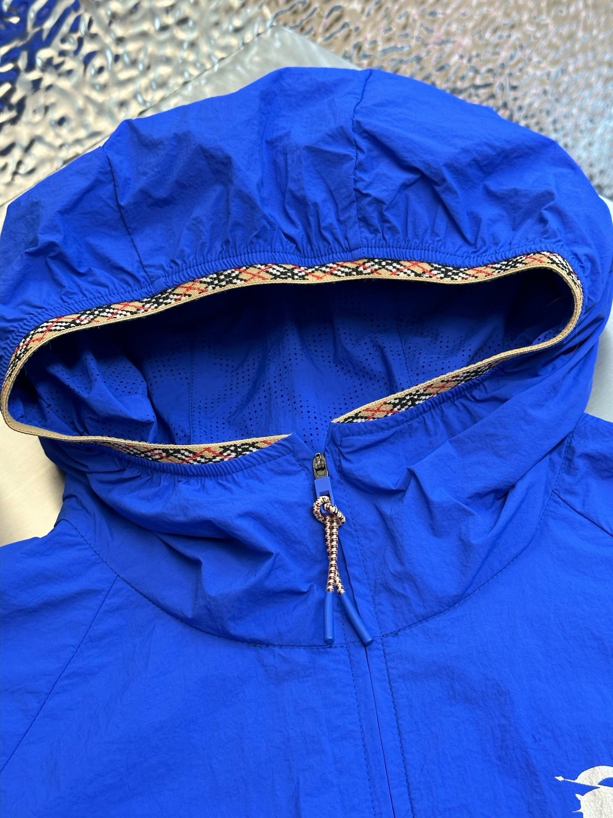 Navy Nylon Logo Hooded - Men's