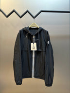 Black Nylon Zip Pocket Hooded - Men's