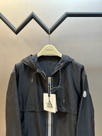 Black Nylon Zip Pocket Hooded - Men's