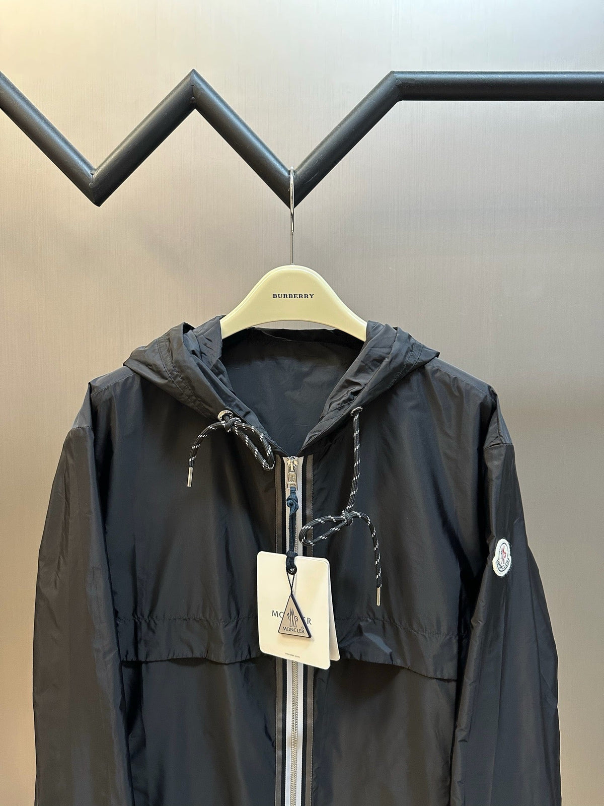 Black Nylon Zip Pocket Hooded - Men's