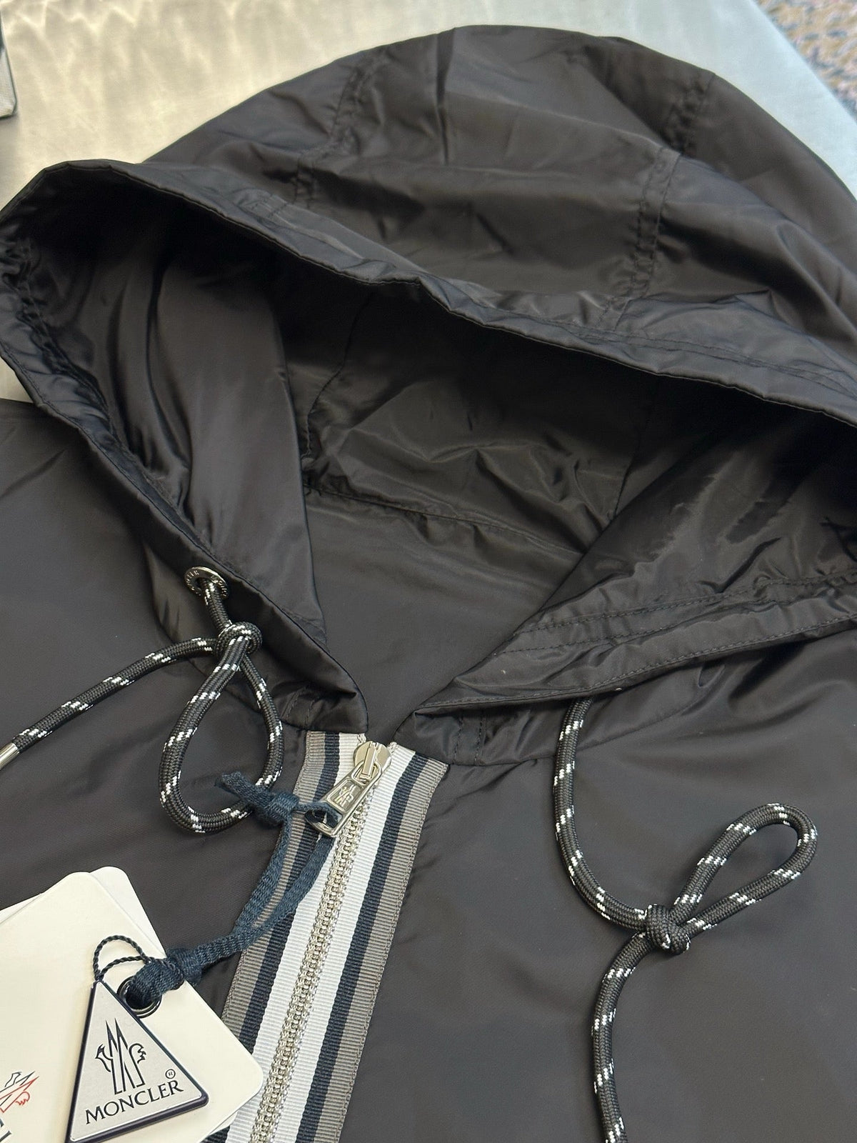 Black Nylon Zip Pocket Hooded - Men's