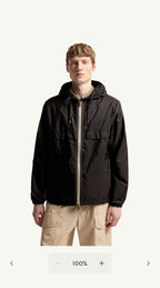 Black Nylon Zip Pocket Hooded - Men's