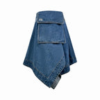Blue Denim Belted Mini Skirt - Women's