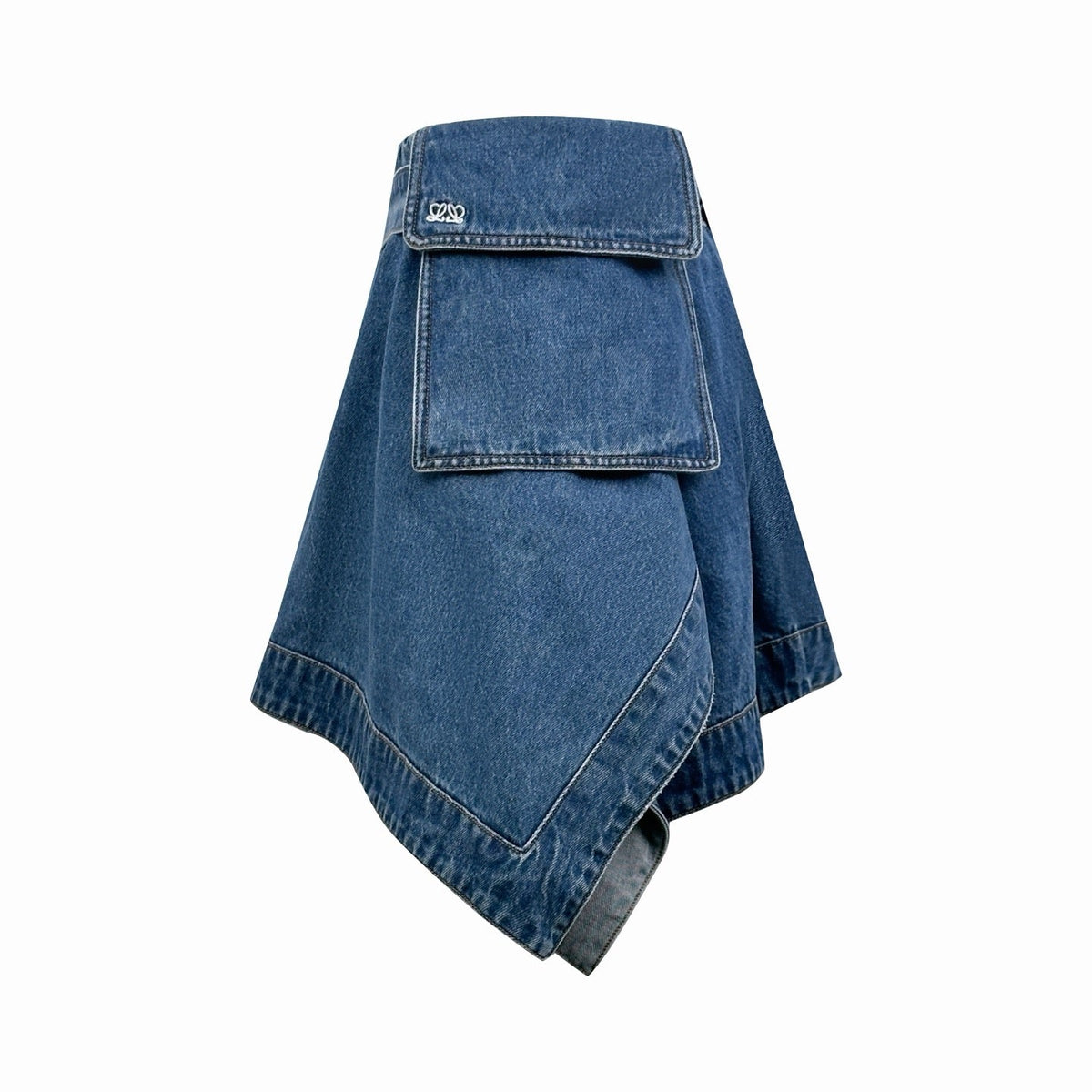 Blue Denim Belted Mini Skirt - Women's