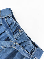 Blue Denim Belted Mini Skirt - Women's