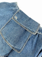 Blue Denim Belted Mini Skirt - Women's