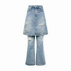 Blue Denim Distressed Flared - Men's