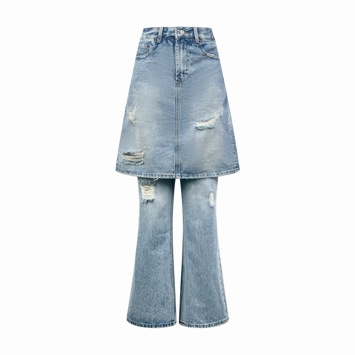 Blue Denim Distressed Flared - Men's