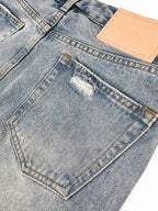 Blue Denim Distressed Flared - Men's