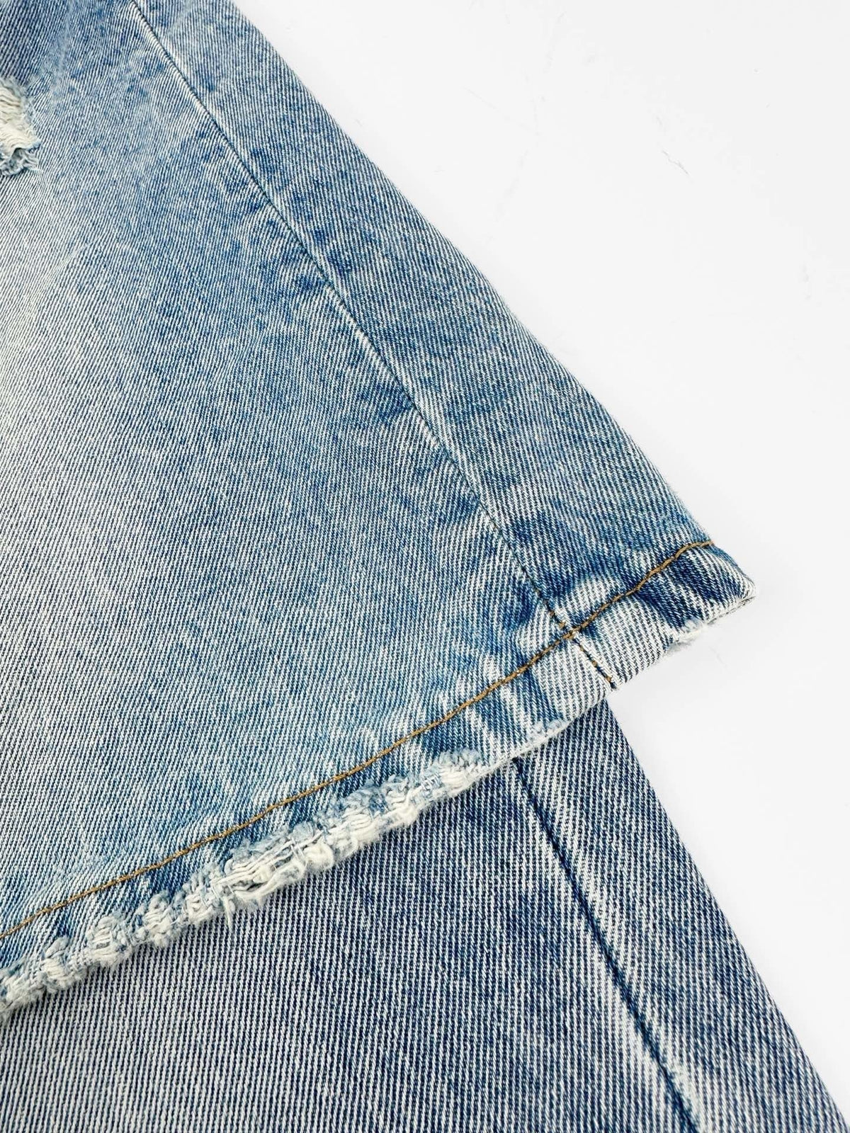 Blue Denim Distressed Flared - Men's