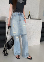 Blue Denim Distressed Flared - Men's