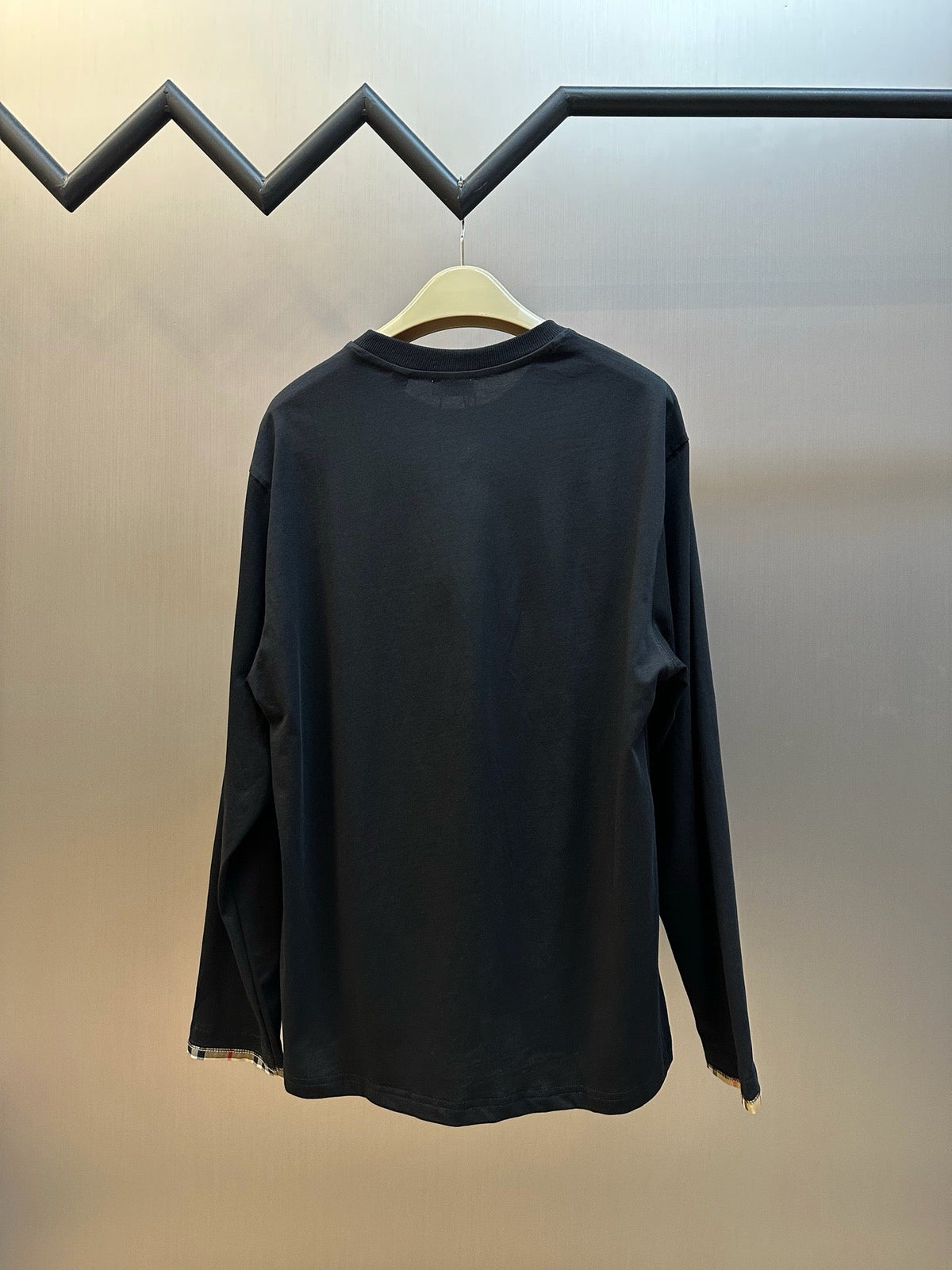 Black Cotton Cuff Detail Long-Sleeve - Men's
