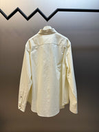 Cream Cotton Embossed Long-Sleeve - Women's