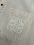 Cream Cotton Embossed Long-Sleeve - Women's