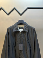 Grey Nylon Plain Shirt Jacket - Men's