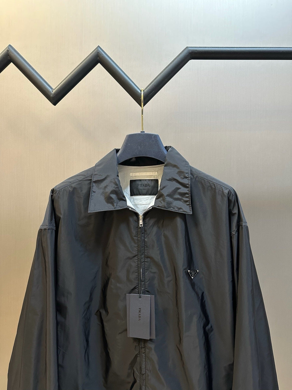 Grey Nylon Plain Shirt Jacket - Men's