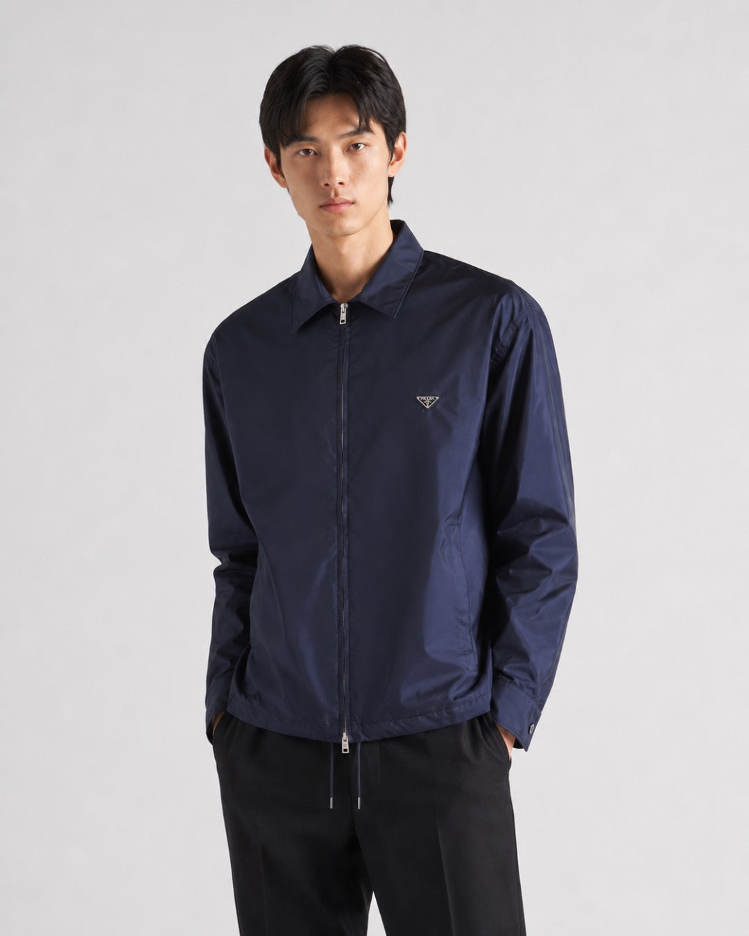 Grey Nylon Plain Shirt Jacket - Men's