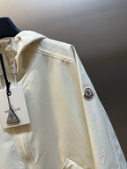 Cream Nylon Plain Hooded - Men's