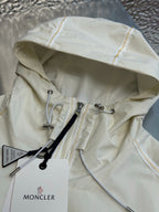 Cream Nylon Plain Hooded - Men's