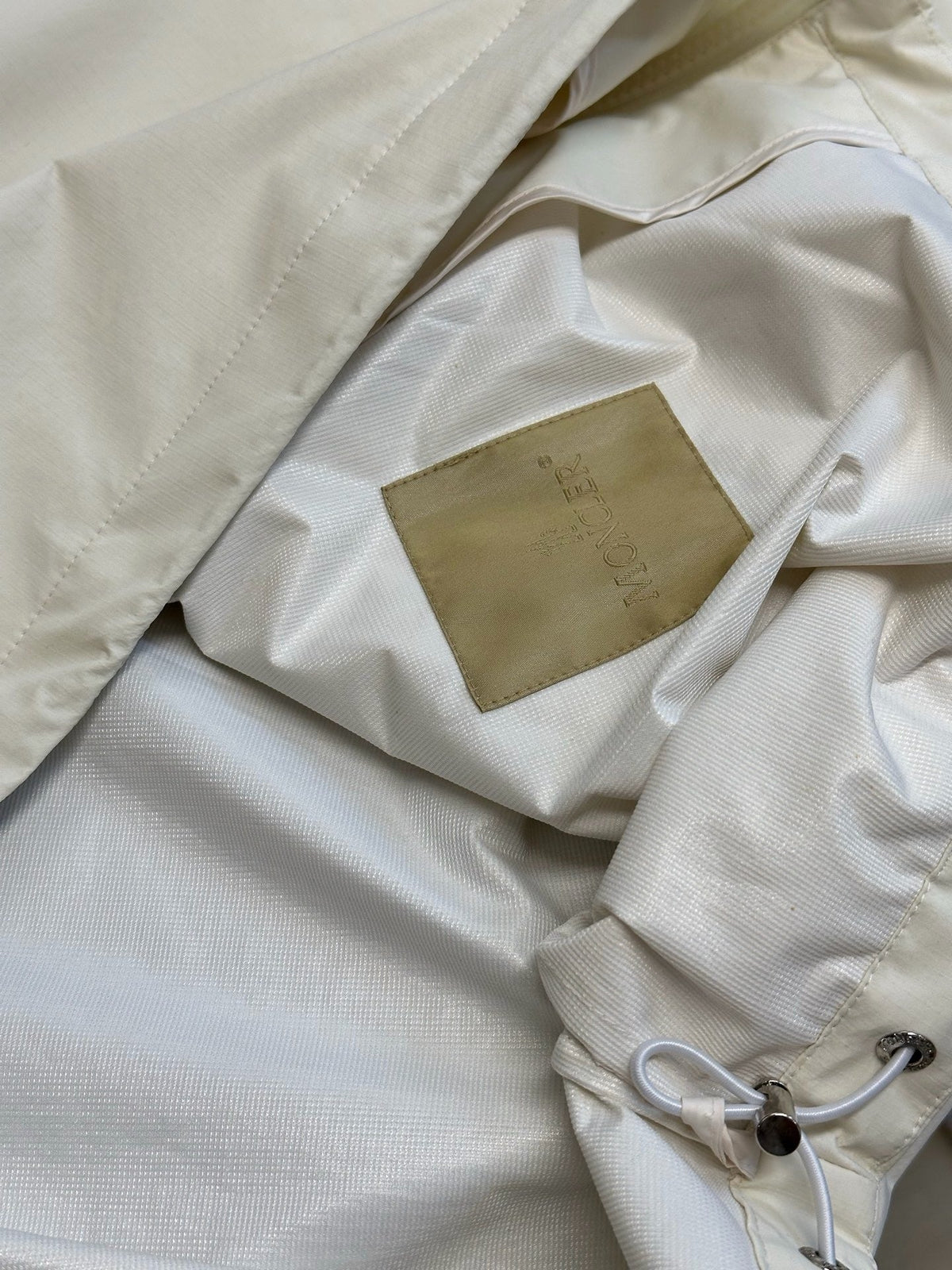 Cream Nylon Plain Hooded - Men's